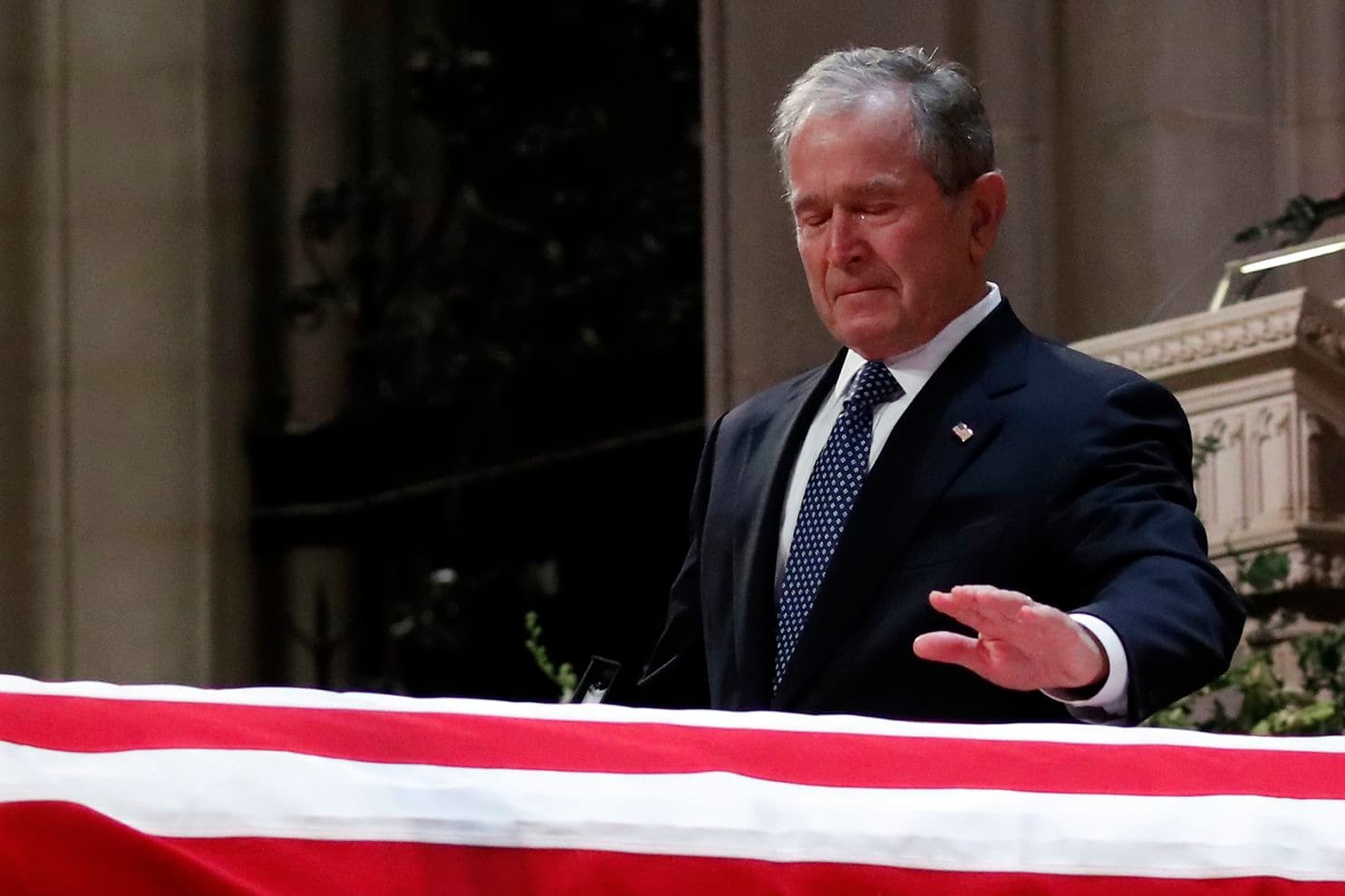 George W Bush at George HW Bush Funeral 2018